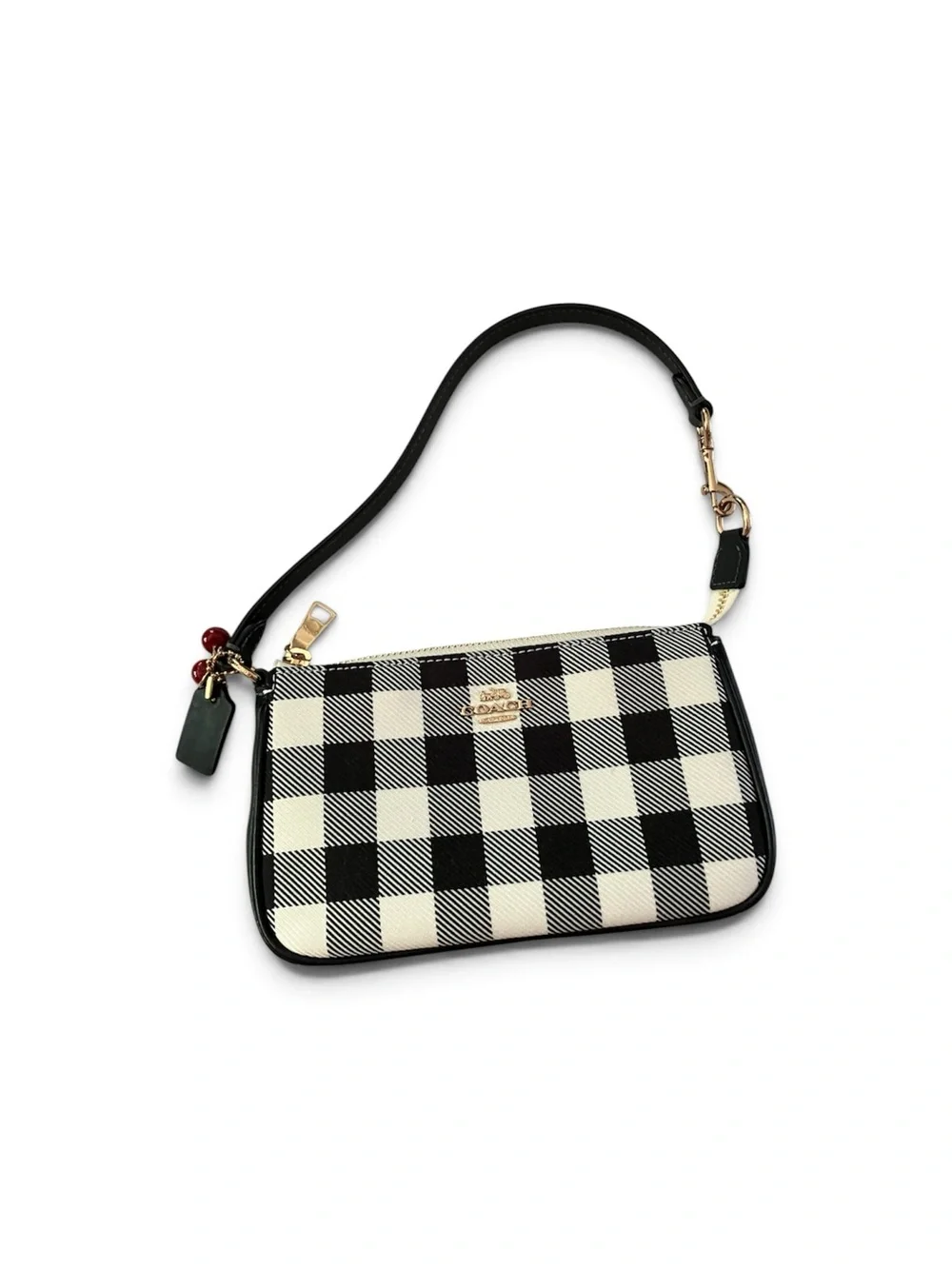 Coach Nolita 19 black and white Gingham Print Handbag  and Charm Included